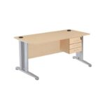 Meja Kantor INDACHI DD 160 T (160cm) + 3 Laci gantung