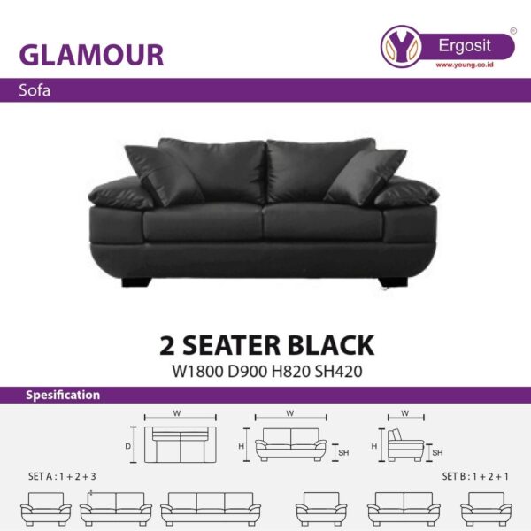 Sofa Kantor Glamour 2 Seat