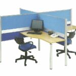 Partisi Kantor Modera Konfigurasi 4 Orang (Warna Biru)