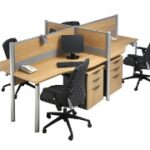 Partisi Kantor Modera Konfigurasi 4 Orang (Warna Maple)